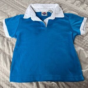 Vintage Vibrant Blue Kids Polo with White Accents